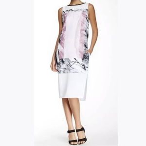 Helmut Lang 'Mason' Print Crepe Shift Dress Midi